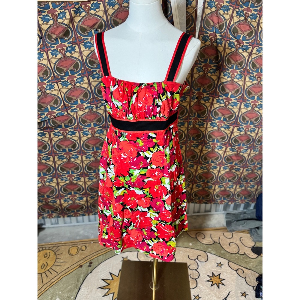 R K Originals Red‎ Floral Print Fit and Flare Dress Size 8 Summer Party